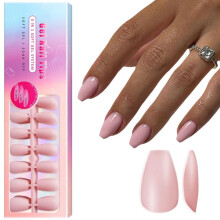SXVME Gel Nail Tips Short Coffin Press on Nails Soft Gel Nails Tips 300Pcs Pre Colored Natrual Dark Pink Tips Press ons Soak Off Acrylic Fake Nails Ex