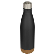 (One Size, Solid Black) Floso Cove Cork Double Wall 500ml Insulated Water Bottle