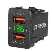 36W Snelle Autolader QC3.0 Dubbele USB Snellader met Groene Spanning Waterdichte Mobiele Telefoonlader voor