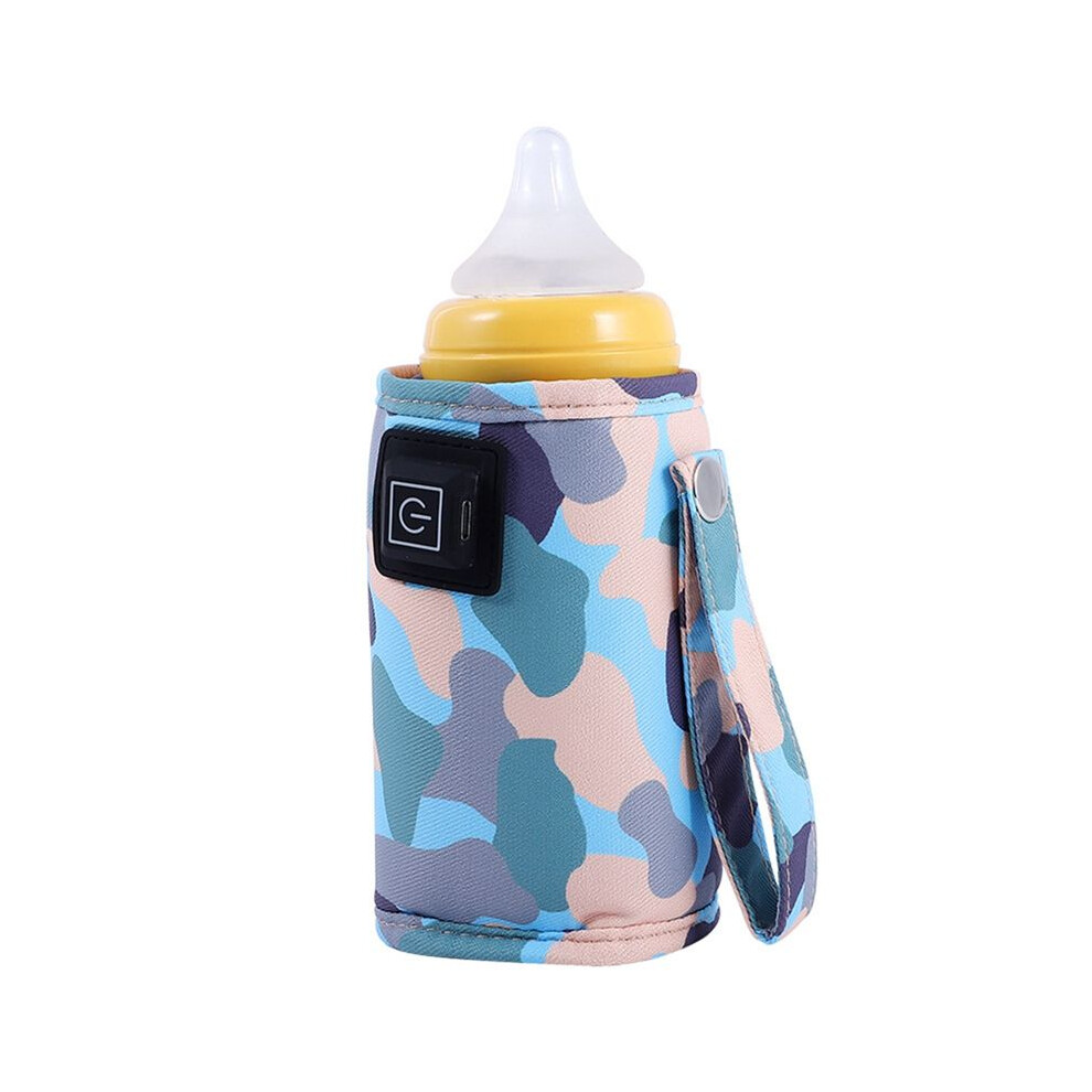 Universal USB Milk Water Warmer Travel Stroller Insulated Bag Portable Baby Nursing Bottle Heater Camouflage-