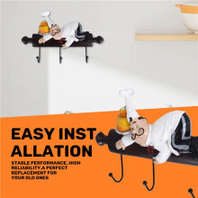 Wall Hanging Decoration Cute Decoration Chef Doll Wall Hanging Rack Hook Hanger Suitable for Family Kitchen Restaurant
