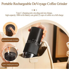 Moulin à Café Électrique Portable avec 30 Réglages Réglables, Broyeur à Meules Compact pour les Voyages, Rechargeable par USB.