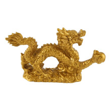 Kinesisk Golden Dragon Staty Djurdekoration Hemdekoration