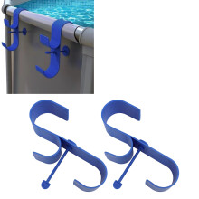Ganchos para valla de piscina 2 piezas Ganchos de pared multifuncionales para mangueras de piscina, cepillos & escobas