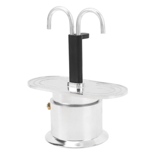 Cafetera de doble cabeza de 100ml de aluminio 16.5x7cm