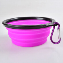 (Purple)Mangiatoia portatile per cani animali domestici in silicone pieghevole da viaggio mangiatoia cibo ciotola