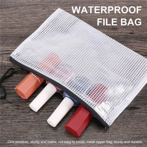 18Pcs Mesh Zipper Pouch Document Bag, 8 Assorted Size, Waterproof Plastic Zip File Folders, Multipurpose for Office,Home 2