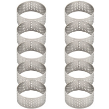 10Pcs 4.5cm Round Stainless Perforated Seamless Tart Ring Quiche Ring Tart Pan Pie Tart Ring with Hole Tart Shell Ring