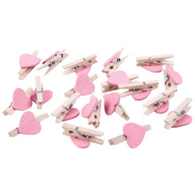Love Heart Shape Wooden Clips Message Photo Holder Album Card Paper Pegs Decor Photography - 20 Pcs