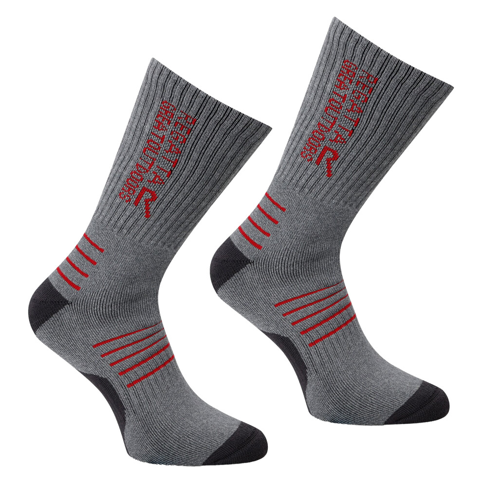 Regatta (6 Uk-8 Uk, Grey Marl/Red) Mens Bamboo Crew Socks Red,Grey
