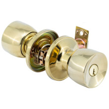 YALE Tulip Design Entrance Knob with Turn Snib and Key Polished Brass YKS-ENT-B