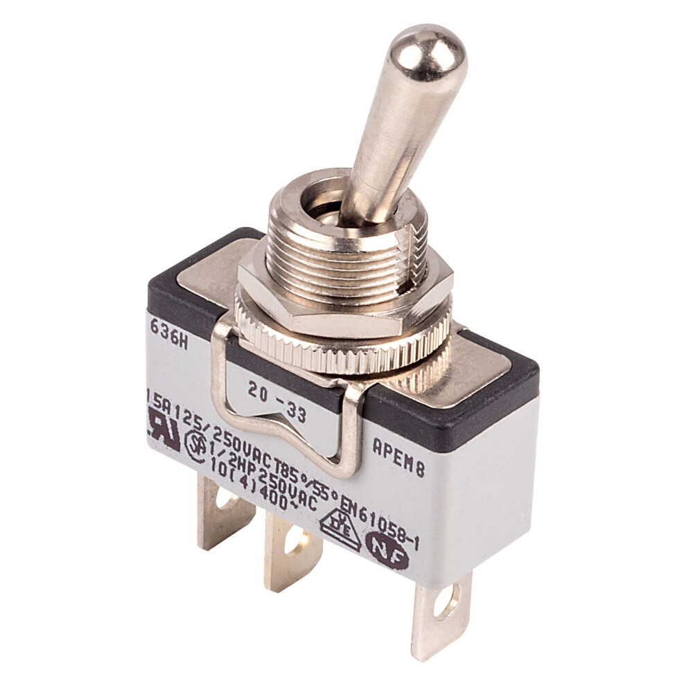 Apem 636H/2 Toggle Switch Spst On-On 250V 15A 4016138115406