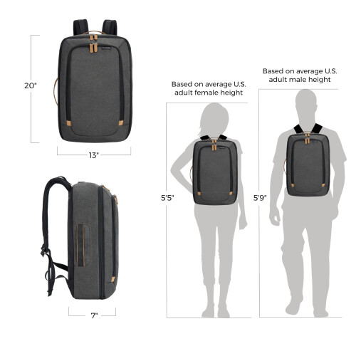 Travelon Travelon Unisex's Transit Carry-on Backpack, Slate, One Size 2