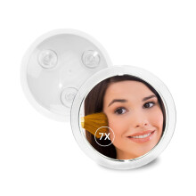 Fantasia Cosmetic Magnifying, Portable Travel Make Acrylic Frame and Suction Cups, Round Makeup Mirror with x7 Zoom for Shaving, tweezing,