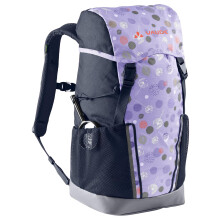 VAUDE Puck kids backpack for Boys & Girls in purple, Comfortable Kids Hiking Backpack 14L, Backpack for School with Rain Cover & Magnifying Glass,