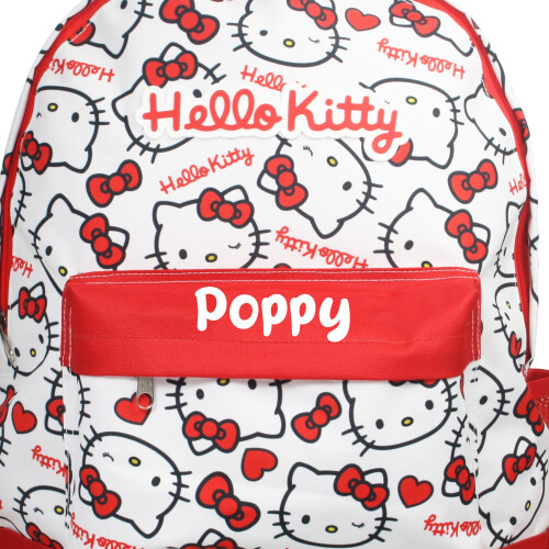 Hello Kitty Hello Kitty Personalised Girls Backpack Bag Rucksack School, White Red 1
