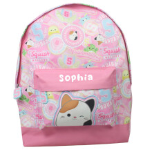 Squishmallows Personalised Girls Backpack Bag Rucksack School (Squismallows Multicoloured Pink)