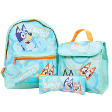 Bluey Kids Backpack School Set 3 Piece with Bag Pencil Case Lunch Bag Boys Blue