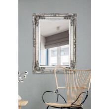 MirrorOutlet GL151 4Ft X 3Ft 120cm X 90cm Large Silver Rectangle Antique Style Big Wall Mirror, 120x90x10