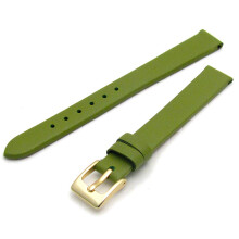 Women's Fine Calf Leather Watch Strap Band 14mm Lime Green with Gilt (Gold Colour) Buckle W114/14