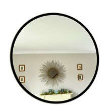 Darthome Ltd Black Round Wall Mirror 50x50cm Home Bathroom Plastic Frame Wall Mounted Vanity Decor