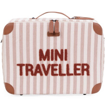 CHILDHOME, Child Suitcase, Week-end, Cabin Size, Hand Luggage, Compact, Solid, Handle for Easy Transport, Name tag, Design, Faux Leather, Mixed, Mini