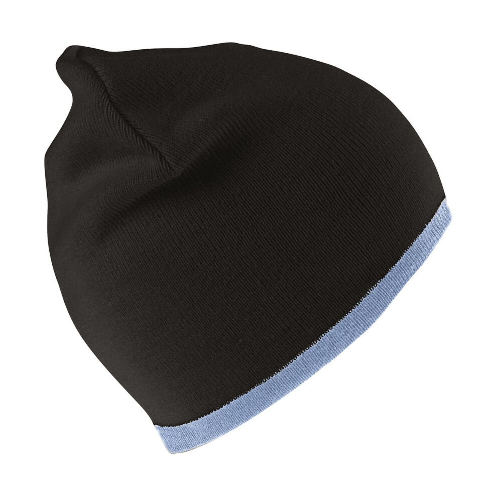Result (One Size, Black/Sky Blue) Unisex Adult Reversible Fashion Beanie