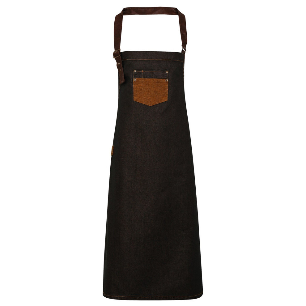 (One Size, Black/Tan Denim) Premier Division Bibbed Apron 5063425270774