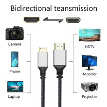 2m 4K 60Hz -Compatible Cable Micro-to -Compatible Cable 4K 60HZ Nylon Braid Wire Extension Cable