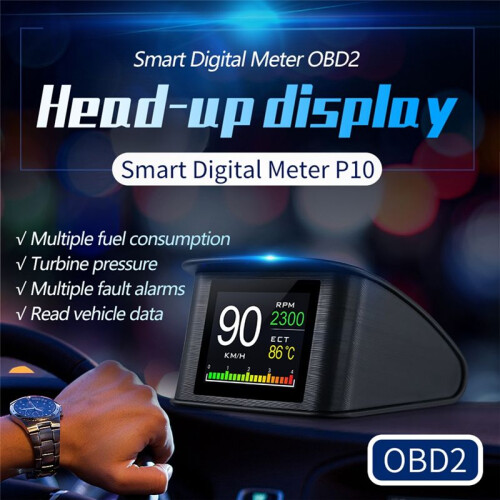 P10 Auto Digitale OBD2 -Board Diagnose - Display Rijcomputer Kilometerstand Snelheidsmeter Temperatuurmeter 1