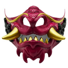 Halloween Japanese Samurai Devil Mask Halloween Devil Role Playing Horror Devil Thick Mask Red