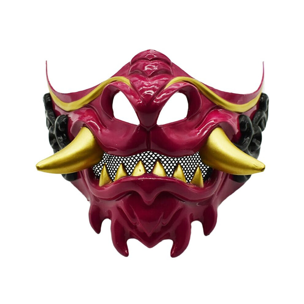 Tauoh Red Halloween Japanese Samurai Devil Mask Halloween Devil Role Playing Horror Devil Thick Mask