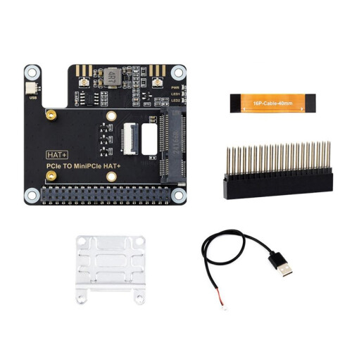 PCIE to MiniPCIe HAT+ Adapter for Raspberry Pi 5 Support Wireless Network Card USB  AI Module