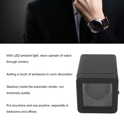 Black Single Watch Winder 4 Modes