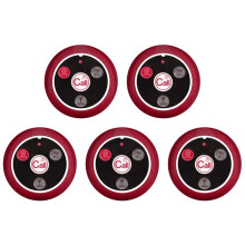 5Pcs Call Button Restaurant Pager Wireless Waiter Transmitter 433MHz for Hookah Bar Cafe Customer Service Red A