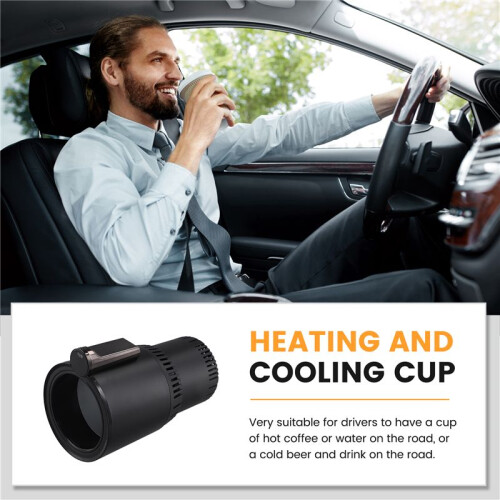 12V Car 2 in 1 Heating Cooling Cup Warmer Cooler Cup  Cup Holder Digital Display Temperature Drinks Holders Black 2