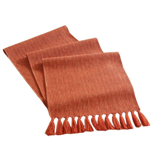 Country Bohemian Table Runner Handmade Tassel Orange Table Runner Suitable for Home Use 1