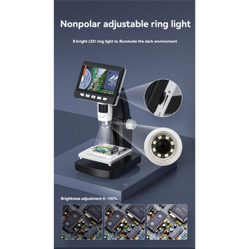 Microscópio Digital de 4,3 Polegadas Ampliação 1000 X USB Coin Microscopio 8LED Microscópios Eletrônicos para Computador 2