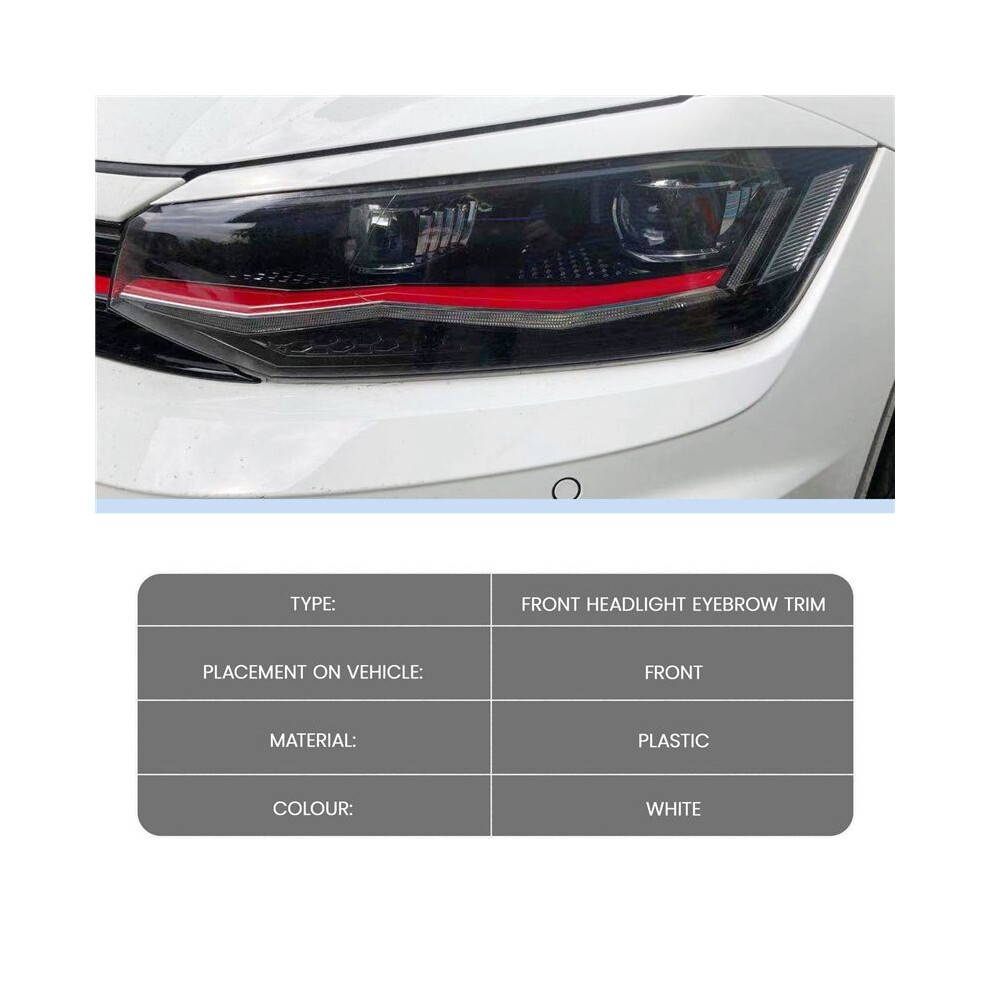 For 2019 2020 2021 Front Headlight Eyelids Eyebrow Trim Sticker White 6034064113677