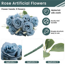 Artificial Roses Flowers Silk Rose Flower Bouquet Artificial Flowers Home Garden Decoration Wedding Roses