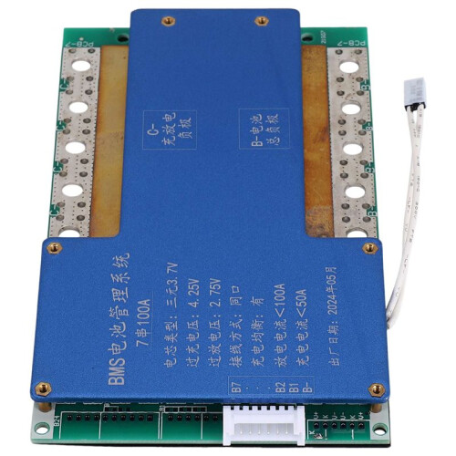 Bms 7S 24V 100A 18650 Lithium Battery Pack Board Bms Equalizer Pcb Temperature Protection Belt 2