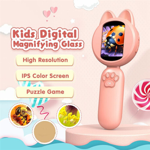 Microscópio Infantil de 2 Polegadas, Microscópio de Bolso, Portátil, Elétrico, Digital, Lupa, Haste Externa, Brinquedo B 2