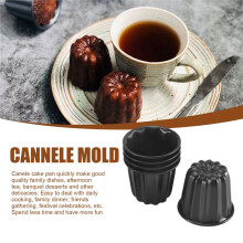 Moule à Canele, Coupe à Muffins à Cannele, Moule à Cannele AntiadhéSif 6 PièCes Canneles Gris-Noir