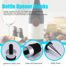 Wine Stopper,Blank Bottle Opener Chrome Bottle Stopper Opener Set Hardware for Wedding Wine Party Wood Turning DIY