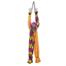 5.6 Ft Halloween Hanging Animated Talking & Shaking Scary Clown with Chain, Touch Activated for Halloween Decor