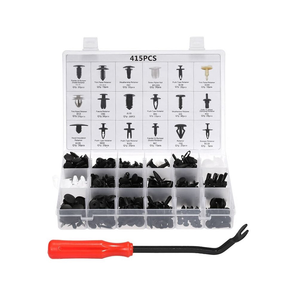 Plastic Fasteners Kit,Car Retainer Clips & Plastic Fasteners Kit Auto Fastener Clips With Clips Removal Tool 415Pcs 4712105122155