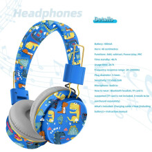 Draadloze -Headset met Microfoon Dinosaurus Dier Stereo Muziek Oortelefoon TF-Kaart Hoofdtelefoon voor Kinderen-Roze
