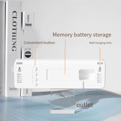 Large Digital Wall Clock Temperature and Humidity Week Display Electronic LED Table Alarm Clock 12/24H 2