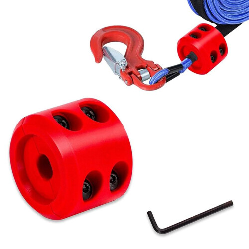 Universal Winch Cable Rubber Stopper,High-Performance Cable Protection, Automobile Modification for Trucks Red 2