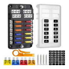 12-Weg Meszekering 12V 32V Auto-Boot-Zekeringkasthouder met Voedingspaneel  RV-Accessoires